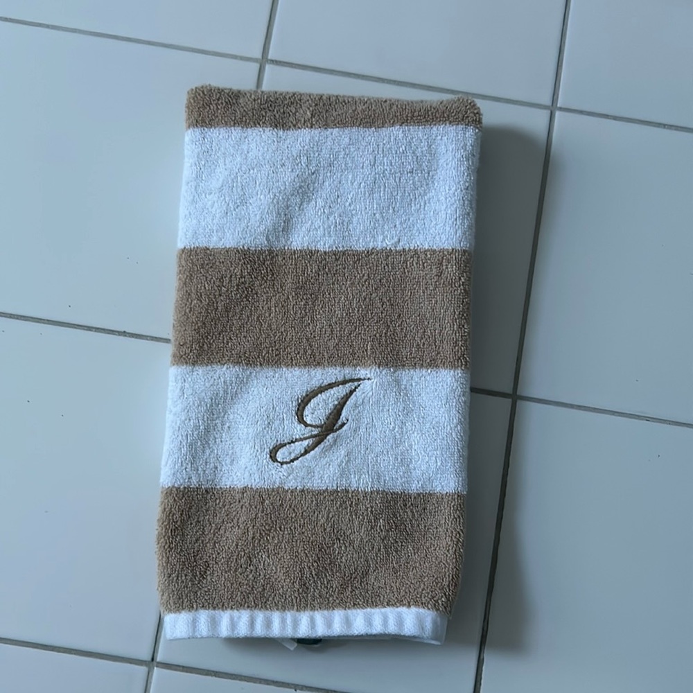 Monogrammed hand towel from Land’s End